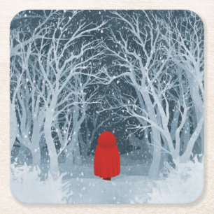 Posavasos Cuadrado De Papel Caperucita Roja