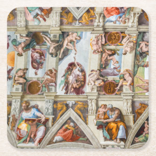 Posavasos Cuadrado De Papel Capilla Sixtina Michelangelo - Vaticano, Roma, Ita