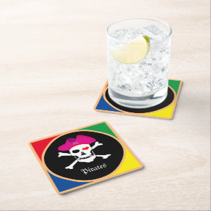 Posavasos Cuadrado De Papel Capitán "Gracia" & Piratas - Isla del Tesoro /Chic