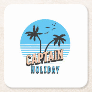 Posavasos Cuadrado De Papel Capitán Vacaciones