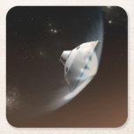 Posavasos Cuadrado De Papel Cápsula de aeródromo de Marte Science Laboratory 2<br><div class="desc">Concepto de artista que representa la interacción de la nave espacial del Laboratorio Científico de Marte con la atmósfera superior de Marte durante la entrada, descenso y aterrizaje de la resaca de curiosidad en la superficie marciana. En esta escena, la fricción con la atmósfera marciana está frenando el descenso de...</div>