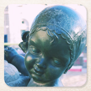 Posavasos Cuadrado De Papel Cara de un Ángel - Monasterio de la Estatua de Bro