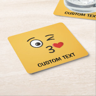 Posavasos Cuadrado De Papel Cara lanzando un beso