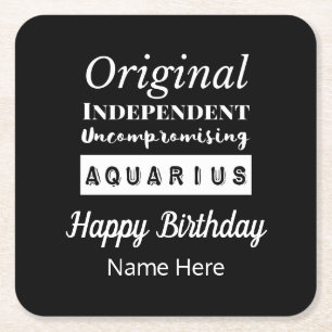 Posavasos Cuadrado De Papel Características de la diversión de Aquarius Zodiac