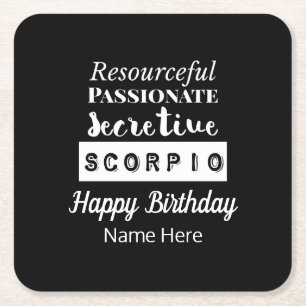 Posavasos Cuadrado De Papel Características de la diversión de Scorpio Zodiac