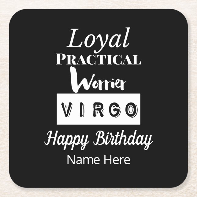 Posavasos Cuadrado De Papel Características de Virgo Zodiac Fun Cumpleaños (Anverso)