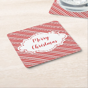 Posavasos Cuadrado De Papel Caramelo de menta raya personalizado