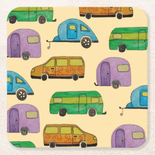Posavasos Cuadrado De Papel Caravanas de camping
