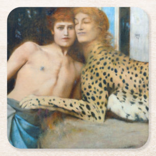 Posavasos Cuadrado De Papel Caresses, Fernand Khnopff