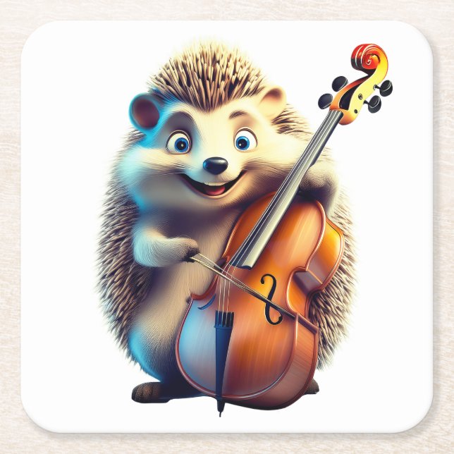 Posavasos Cuadrado De Papel Caricatura, Personalizado, Ilustracion A musical (Anverso)