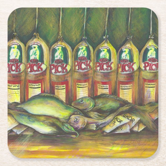 Posavasos Cuadrado De Papel Carne de dulces (Anverso)