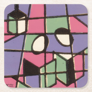 Posavasos Cuadrado De Papel Carolers Stainglass