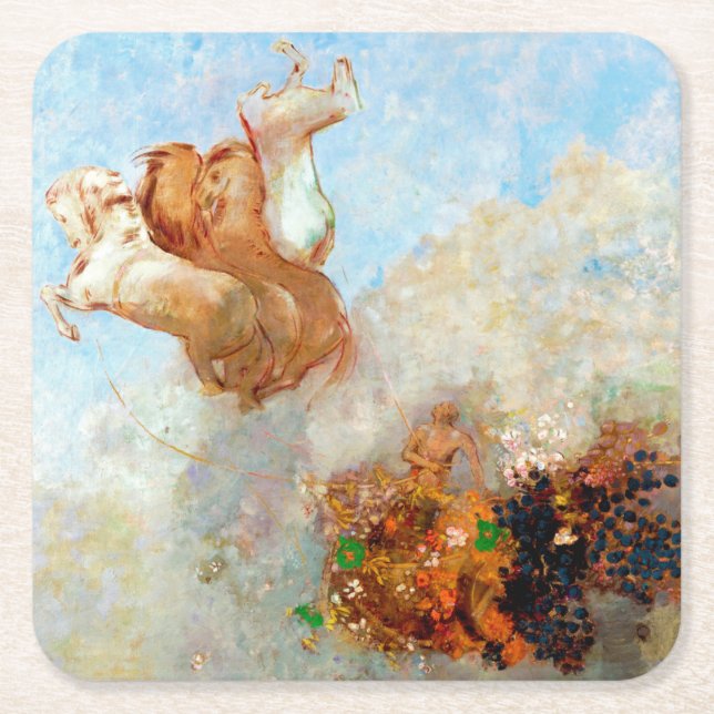 Posavasos Cuadrado De Papel Carro de Apolo, Redon (Anverso)