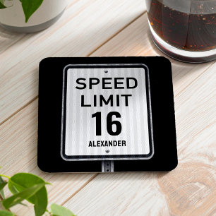 Posavasos Cuadrado De Papel Cartel de velocidad de cumpleaños moderno 16