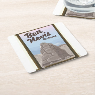 Posavasos Cuadrado De Papel Cartel de viaje a Ben Nevis Escocia