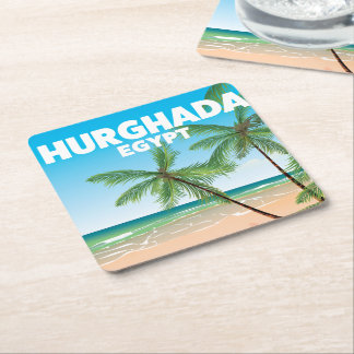 Posavasos Cuadrado De Papel Cartel de viaje a Hurghada Egipto