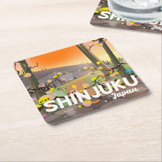 Posavasos Cuadrado De Papel Cartel de viaje a Shinjuku Japón