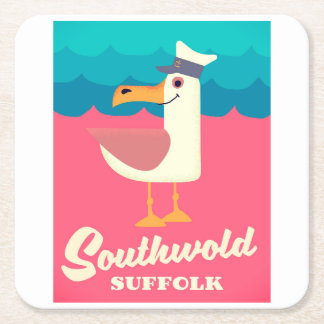 Posavasos Cuadrado De Papel cartel de viaje a southwold suffolk