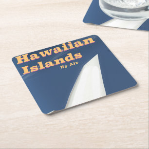 Posavasos Cuadrado De Papel Cartel de viaje comercial de las Islas Hawaianas