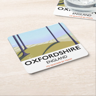 Posavasos Cuadrado De Papel Cartel de viaje de estilo vintage de Oxfordshire