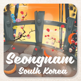 Posavasos Cuadrado De Papel Cartel de viaje de Seongnam Corea del Sur