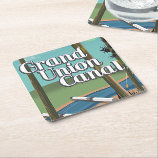 Posavasos Cuadrado De Papel cartel de viaje del canal de Grand Union