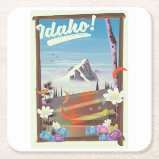 Posavasos Cuadrado De Papel ¡Cartel de viaje del paisaje de Idaho!