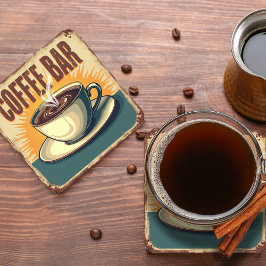 Posavasos Cuadrado De Papel Cartel Retro de Café Vintage 