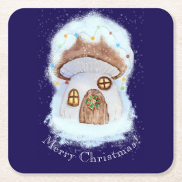 Posavasos Cuadrado De Papel Casa de Cuento de Navidad