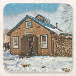 Posavasos Cuadrado De Papel Casa de Sugar de Maple Country
