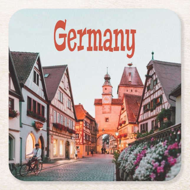 Posavasos Cuadrado De Papel Casas de fila de Alemania (Anverso)