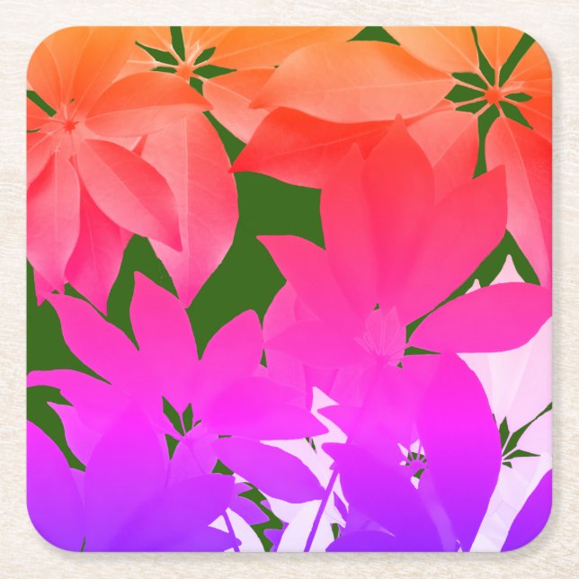 Posavasos Cuadrado De Papel Casas de Personalizado de hojas rosadas (Anverso)