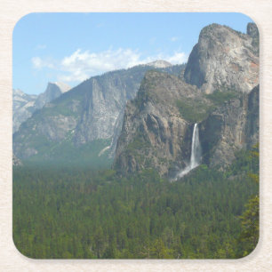 Posavasos Cuadrado De Papel Cascada Bridalveil y Half Dome en Yosemite