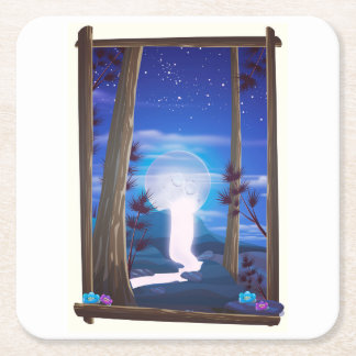 Posavasos Cuadrado De Papel Cascada de la Luna