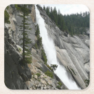 Posavasos Cuadrado De Papel Cascada Nevada en el Parque Nacional Yosemite