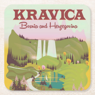Posavasos Cuadrado De Papel Cascadas de Kravica Bosnia y Herzegovina