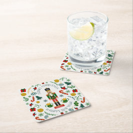 Posavasos Cuadrado De Papel Cascanueces personalizado Feliz Navidad