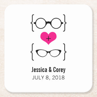 Posavasos Cuadrado De Papel Cáscaras de papel de vidrio rosado geeky