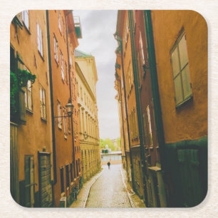 Posavasos Cuadrado De Papel Casco antiguo histórico, Gamla Stan, Estocolmo, Su