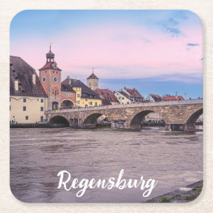 Posavasos Cuadrado De Papel Casco histórico de Regensburg, Alemania