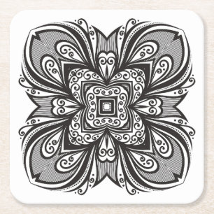 Posavasos Cuadrado De Papel Casilla negra de Deco inspirada