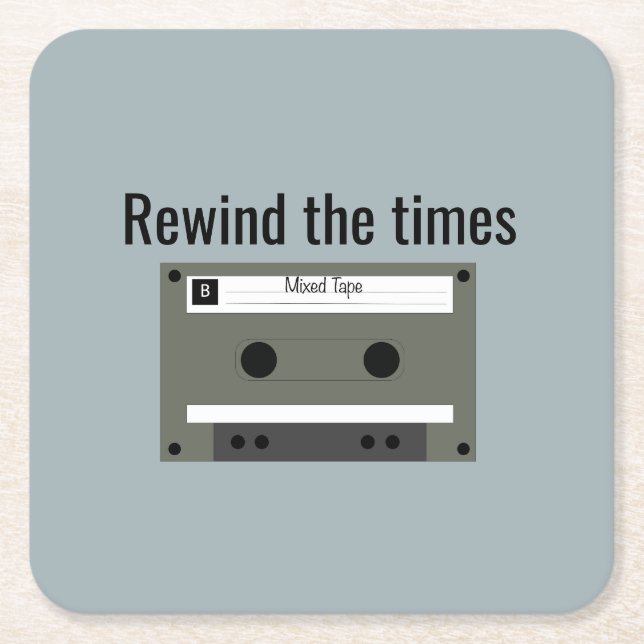 Posavasos Cuadrado De Papel Cassette, Mixed Tape (Anverso)