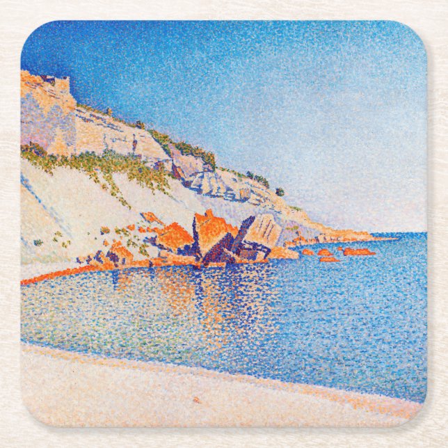Posavasos Cuadrado De Papel Cassis, Cap Lombard, Opus 196, Signac (Anverso)