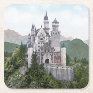 Posavasos Cuadrado De Papel Castillo alemán Fairytale