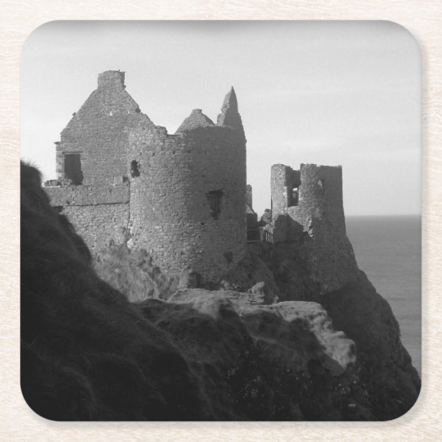 Posavasos Cuadrado De Papel Castillo Dunluce (Anverso)