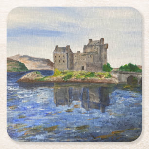 Posavasos Cuadrado De Papel Castillo Eilean Donan