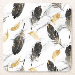 Posavasos Cuadrado De Papel "Castillos de armonía de plumas"