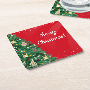Posavasos Cuadrado De Papel Castillos - Feliz Navidad