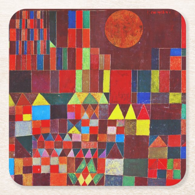 Posavasos Cuadrado De Papel Castle y Sun, Paul Klee (Anverso)