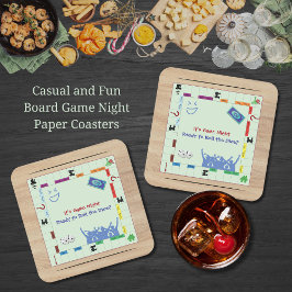 Posavasos Cuadrado De Papel Casual and Fun Board Game Night Fiestas Sastres